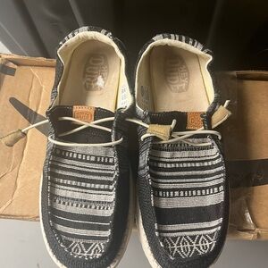 Hey Dude Black and White Casual Shoes